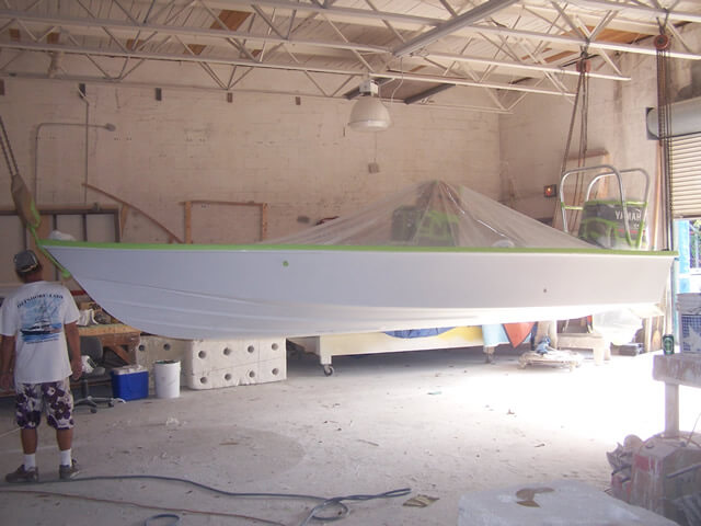 Fiberglass boat after professional repair Kill Devil Hills
